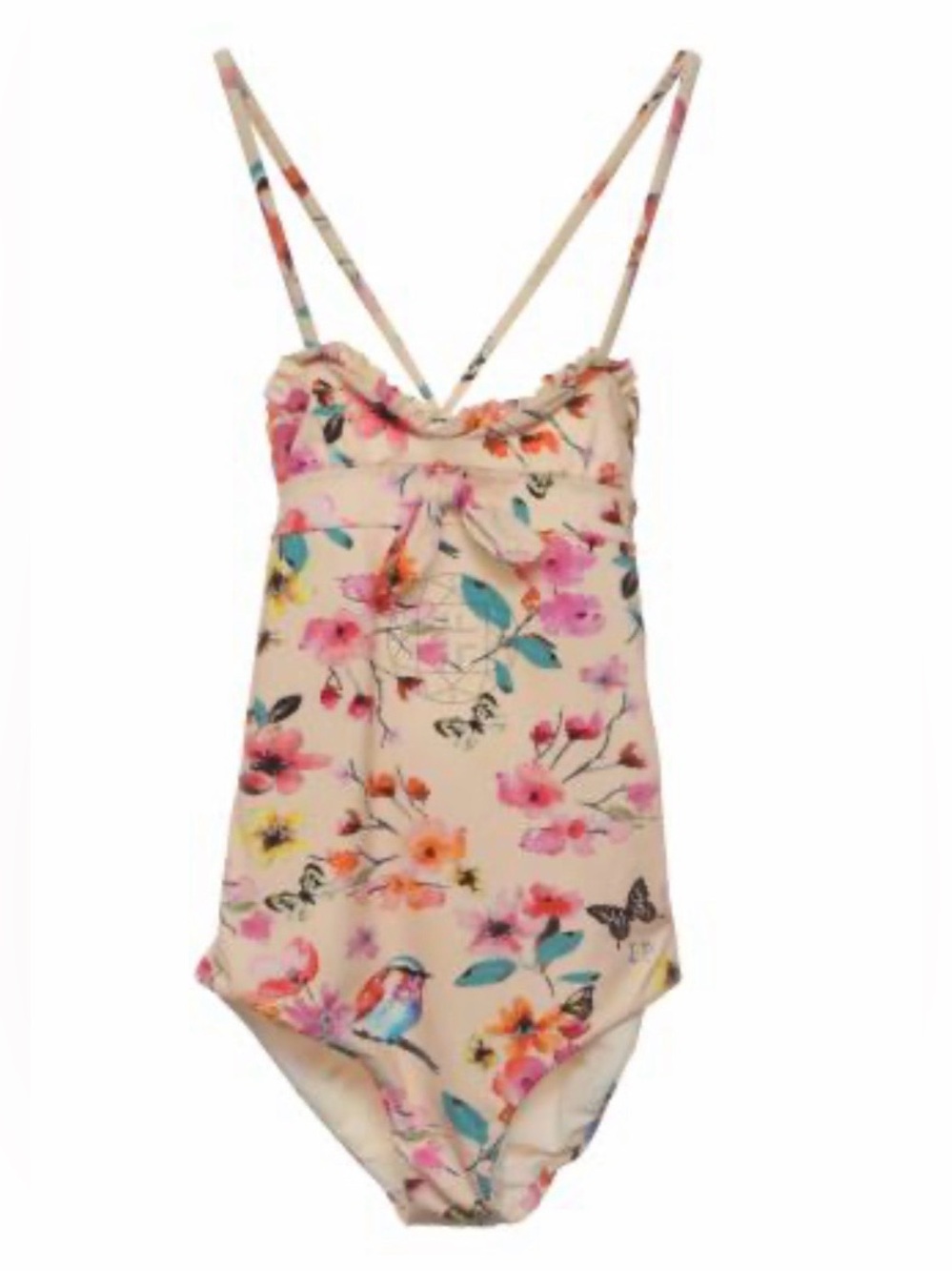 La Perla Girls Floral One-Piece Swimsuit in Cream, Pink, Blue